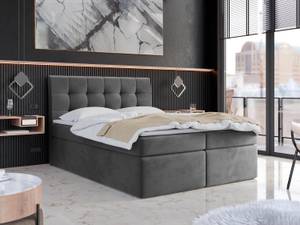 Boxspringbett mit Topper BELIZE Steingrau - Breite: 200 cm - H3