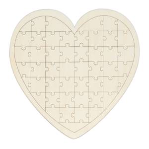 2 x Herzpuzzle Hochzeit aus Holz Weiß - Holzwerkstoff - 45 x 1 x 45 cm