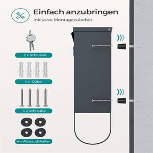 Briefkasten Zeitungsfach Namensschild Schwarz - Metall - 9 x 33 x 30 cm