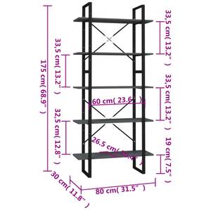 Bücherregal 3008333 Grau - 80 x 105 cm