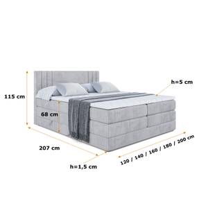 Boxspringbett IDRIKO KING Grau - Breite: 200 cm