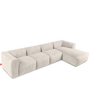 Ecksofa BUFFO 6-Sitzer Creme - Breite: 377 cm - Armlehne beidseitig montierbar - Ecke davorstehend rechts - Ottomane davorstehend rechts