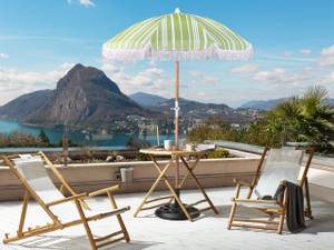 Parasol droit MONDELLO Vert - Chêne clair - Blanc