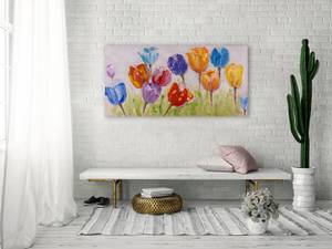 Acrylbild handgemalt Flowers of Joy Massivholz - Textil - 120 x 60 x 4 cm