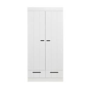 Armoire en pin 2 portes 2 tiroirs blanc Blanc