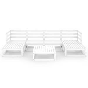 Garten-Lounge-Set (7-teilig) 3009735-1 Weiß - Massivholz - Holzart/Dekor - 70 x 30 x 70 cm