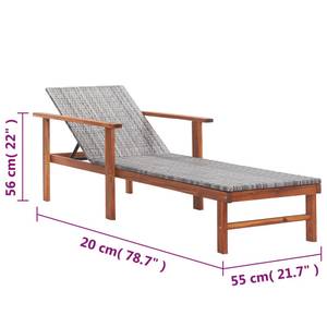 Chaise longue 3003617 Marron - Bois massif - Bois/Imitation - 55 x 56 x 200 cm