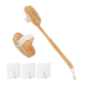 Lot 6 pièces brosse dos Marron - Blanc - Bambou - Fibres naturelles - Textile - 7 x 41 x 3 cm