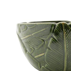 Keramik Bananenblatt Schale 16x16x9,5cm Grün - Keramik - 16 x 10 x 16 cm