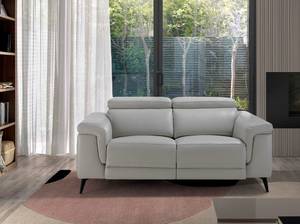 2-Sitzer-Sofa, bezogen mit grauem Leder Grau - Echtleder - Textil - 170 x 99 x 103 cm