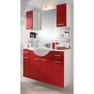 Ensemble meubles lavabo Alessandria Grand modèle, blanc / Rouge Avec éclairage