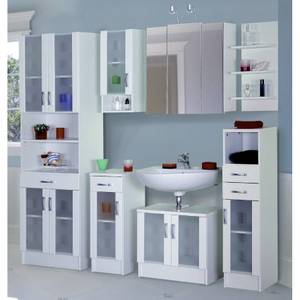 Armoire basse pour salle de bain Cannes Petit modèle - Blanc