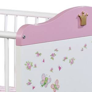 Set de chambre enfant Princesse Lillifee Lit à  barreaux et table à  langer rose et blanche