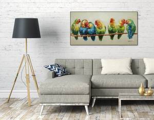 Tableau peint à la main Flock Together Bois massif - Textile - 120 x 60 x 4 cm