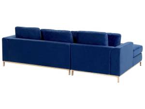 Ecksofa OSLO Blau - Dunkelblau - Armlehne davorstehend links - Ecke davorstehend rechts - Mit Kissen - Textil