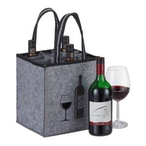 Sac pour 9 bouteilles Noir - Gris - Textile - 24 x 45 x 24 cm