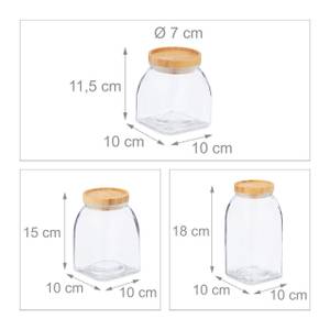 Bocaux en verre lot de 9 Marron - Bambou - Verre - Matière plastique - 10 x 21 x 10 cm