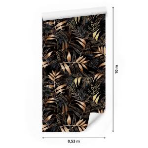 VLIES TAPETE Herbstlaub Ornamente Wald Beige - Schwarz - Braun - Grau - Papier - 53 x 1000 x 1000 cm