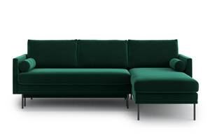 Blues Schlafsofa mit Chaiselongue Grün - Holzwerkstoff - Massivholz - Textil - Holzart/Dekor - Holz teilmassiv - 226 x 90 x 160 cm