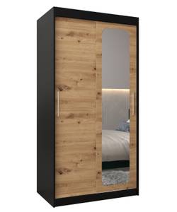 Armoire à portes coulissantes promo t2 Noir - Imitation chêne - Largeur : 100 cm - 2 porte