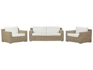 Lounge Set ARDEA 3-tlg Blau - Weiß - Rattan - 194 x 70 x 90 cm