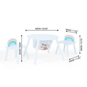 Table et chaises de jeu en résille Blanc - Bois manufacturé - 82 x 44 x 82 cm