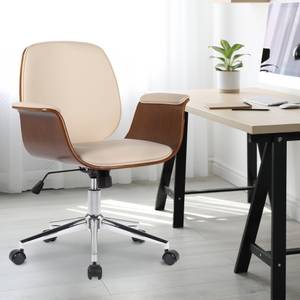 Chaise de bureau Kemberg Blanc crème - Imitation noyer