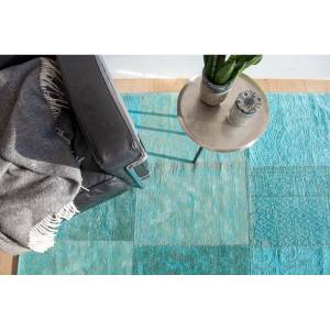 Tapis de salon coton Vintage Patchwork Turquoise - 140 x 200 cm