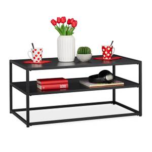 Table basse noire avec support Noir - Bois manufacturé - Métal - 90 x 42 x 50 cm