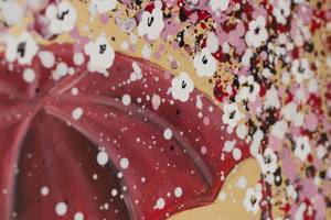 Bild handgemalt Blossoming of the Senses Gold - Rot - Massivholz - Textil - 60 x 90 x 4 cm
