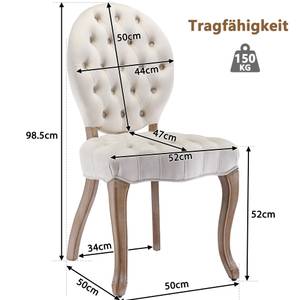 Polsterstuhl Ida (2er-Set) Weiß - Holzwerkstoff - Massivholz - Holzart/Dekor - 52 x 98 x 50 cm