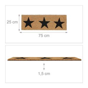 Kokos Fußmatte Sterne schmal Schwarz - Braun - Naturfaser - Kunststoff - 75 x 2 x 25 cm