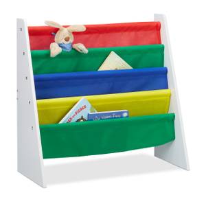 Bücherregal für Kinder mit Stofffächern Grün - Rot - Weiß - Holzwerkstoff - Metall - Kunststoff - 62 x 60 x 29 cm