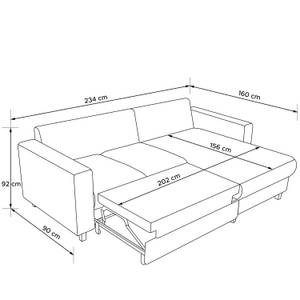 Ecksofa EGRET Orangerot - Armlehne beidseitig montierbar - Ecke davorstehend rechts - Ottomane davorstehend rechts