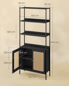 Bücherregal Pataya Schwarz - Tiefe: 77 cm