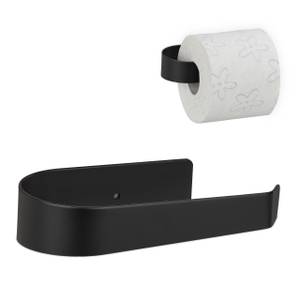 Porte-papier toilette noir en inox Noir - Métal - 16 x 4 x 8 cm