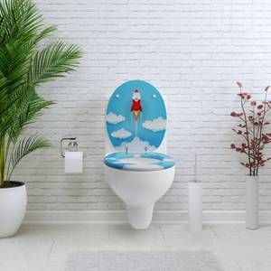 Premuim Abattant WC - mit  Fusée Bleu - Rouge - Blanc - Bois manufacturé - 38 x 5 x 44 cm