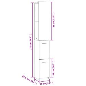 Armoire de salle de bain 3008178 Noir - Bois manufacturé - 25 x 170 x 27 cm