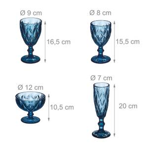 Lot de 7 verres bleus Bleu - Verre - 20 x 20 x 14 cm