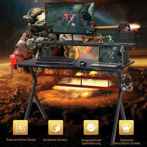 Gaming Tisch mit Monitorständer Schwarz - Holzwerkstoff - 60 x 97 x 120 cm