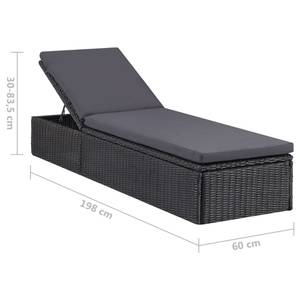 Chaise longue Noir - Métal - 60 x 84 x 198 cm