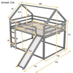 Etagenbett Elias Grau - 253 x 188 cm
