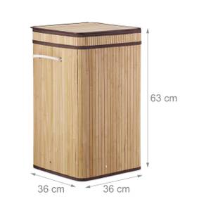 3 x Faltbarer Wäschekorb Bambus natur Braun - Hellbraun - Weiß