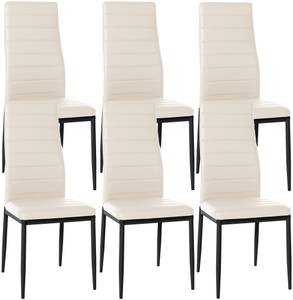 Esszimmerstuhl Mayfair 6er Set Creme - Kunstleder