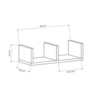 Wandregal U Model 3er Set-Anthrazit Grau Grau - Holzwerkstoff - 50 x 15 x 20 cm