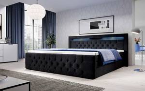 Boxspringbett Gloria Schwarz - Breite: 200 cm - H2