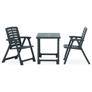 Bistro-Set (3-teilig) 315834 Grün - Kunststoff - 56 x 63 x 81 cm