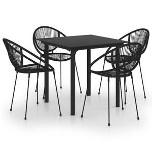 Garten-Essgruppe (5-teilig) 3012985-1 Schwarz - Polyrattan - 80 x 74 x 80 cm