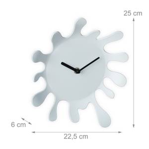 Horloge murale blanche tache de peinture Noir - Blanc - Matière plastique - 23 x 25 x 6 cm