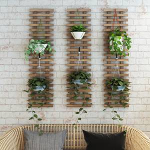 Support mural pour plantes Herwijnen Marron - Bois massif - 24 x 100 x 3 cm